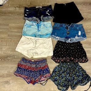 8 shorts -3 Hollister, Abercrombie, Forever 21